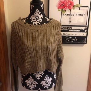 Distressed Cropped Sweater